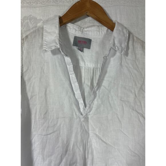 ForCynthia Beachwear 100% Linen Tank XL White Collar Pockets Cover Up - Picture 6 of 11